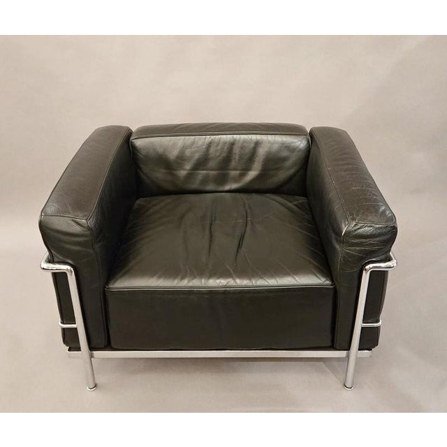 LC3 Armchair in Black Leather from Le Corbusier, 1970s For Sale - Image 5 of 9