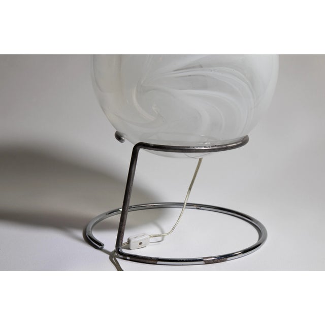 White 1960s Murano Style Eyeball Orb Lamp Chrome and Art Glass After Gino Sarfatti For Sale - Image 8 of 8