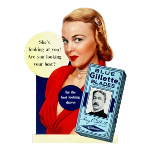 1940s Gillette Advertisement Point of Sale Cardboard - Blue Gillette Blades