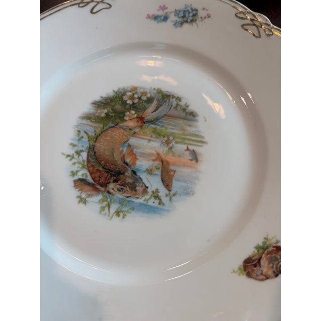 Antique Porcelain Fish Plates With Gold Detail, Set of 4, Circa 1890–1900 For Sale - Image 10 of 17