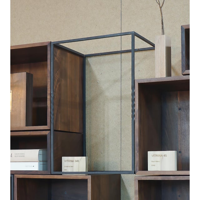Floating Shelves Wall Mounted, Modular Walnut Shelving Unit, Solid Wood Steel Wall Shelf for Home Office For Sale - Image 16 of 18