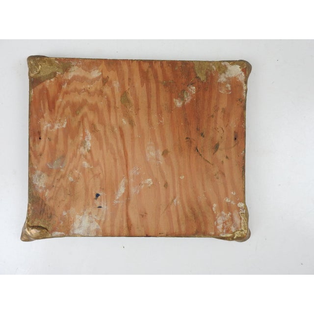 Small vintage early 20th century oil on wood panel mountan valley painting. Unsigned. Artist has made batwing corners...