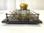 Traditional Antique Crystal and Brass Double Inkwells With Footed Base For Sale - Image 3 of 7