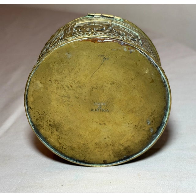 Antique Ornate 1800s Austrian Petit Point Jeweled Cylindrical Casket Jewelry Box For Sale - Image 10 of 11