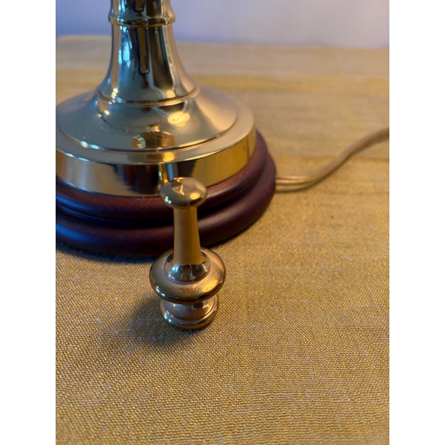 Wood 1980s Neoclassical Spiral Twist Brass & Wood Buffet Lamps - A Pair (Bases Only) For Sale - Image 7 of 7