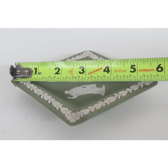 Wedgwood Green Jasperware Diamond Shaped Trinket Ring Dish Made in England 4981b For Sale - Image 11 of 13