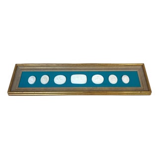 Framed Group of Seven Italian Grand Tour Cast Plaster Intaglios, 19th Century For Sale