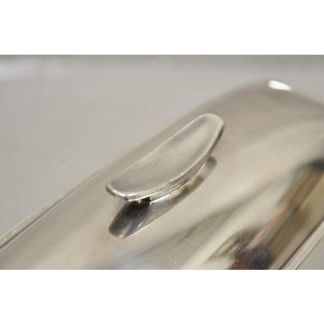 Modern Vintage Gorham Yc 775 Silver Plated Modern Butter Dish W/ Glass Liner For Sale - Image 3 of 9