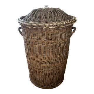 1900s Antique French Laundry Basket Hamper For Sale