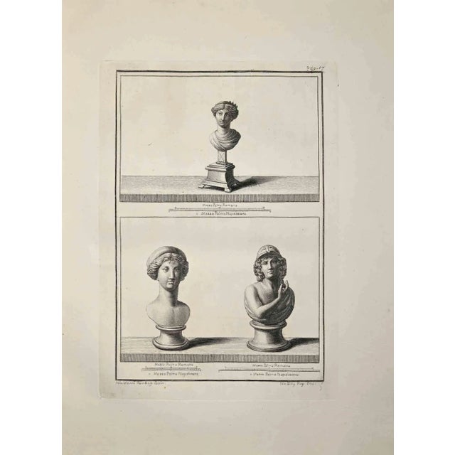 Ancient roman busts, from the series "antiquities of herculaneum exposed", is an original etching realized by nicola billy...