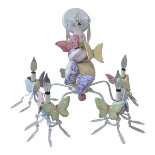 Mackenzie Childs Crystal Butterflies Chandelier For Sale