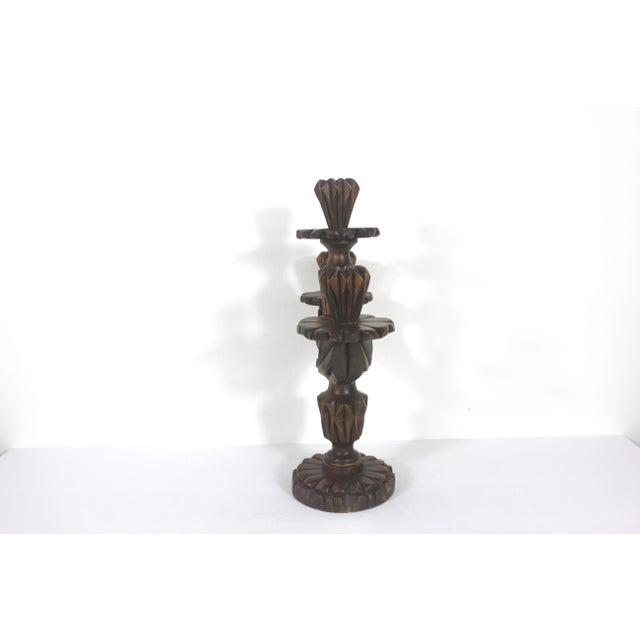 1970s Mid-Century Hand Carved Wood Candelabra Signed by Canadian Artist For Sale - Image 9 of 11