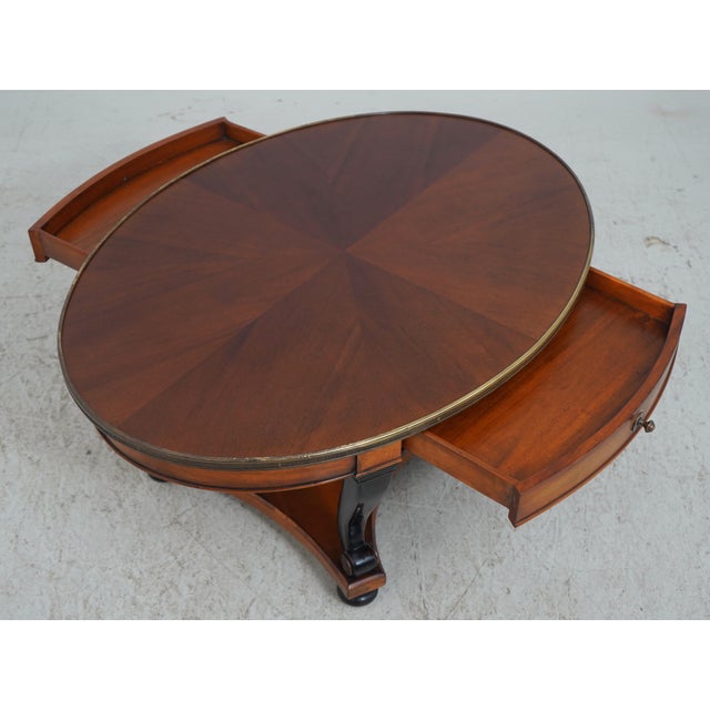 Traditional Theodore Alexander Oval Mahogany 2 Drawer Coffee Table For Sale - Image 3 of 16