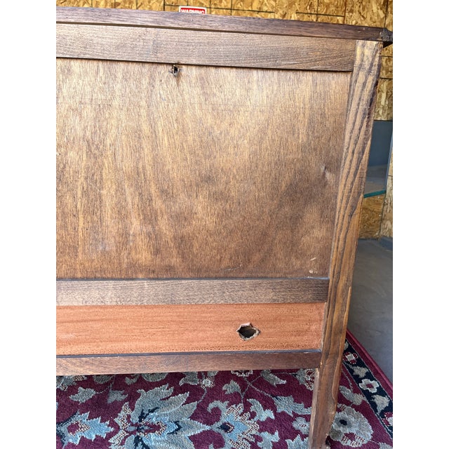 Wood Pair of Vintage French Louis XV-Style Carved Oak Fall-Front Nightstands For Sale - Image 7 of 12