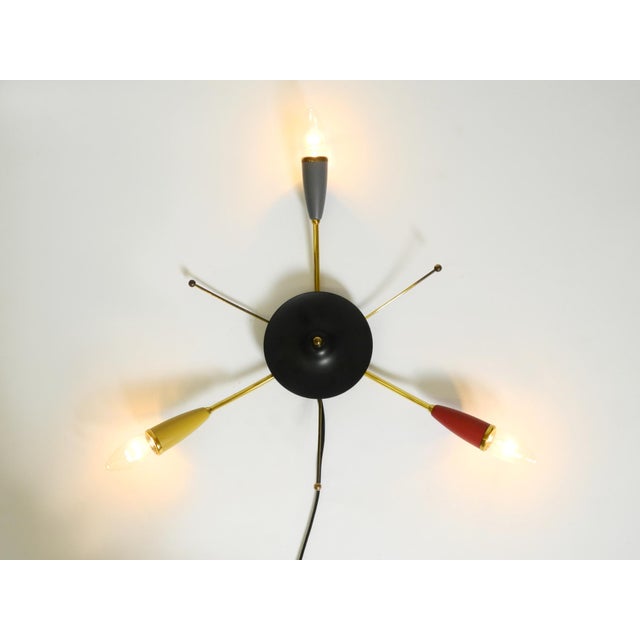 Mid-Century Modern Brass 3-Arm Sputnik Ceiling or Wall Lamp, 1950s For Sale - Image 12 of 18