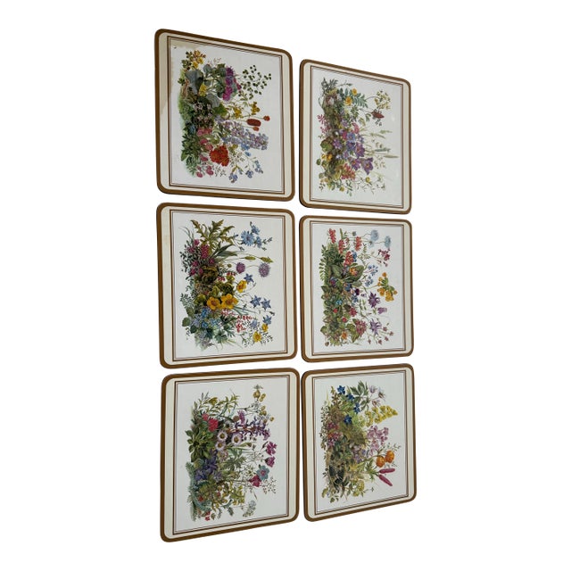 1980s 6 Floral Cork Table Mats For Sale