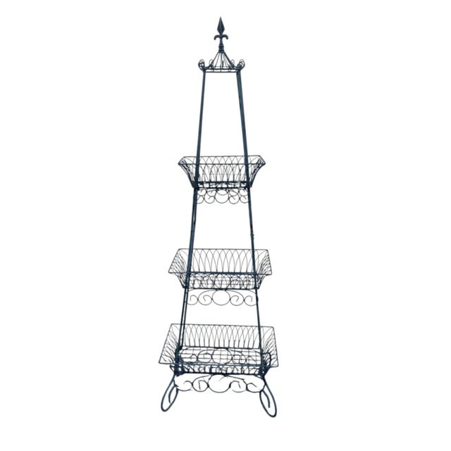 French Three-Tier Wire Baskets Plant Stand For Sale - Image 9 of 10