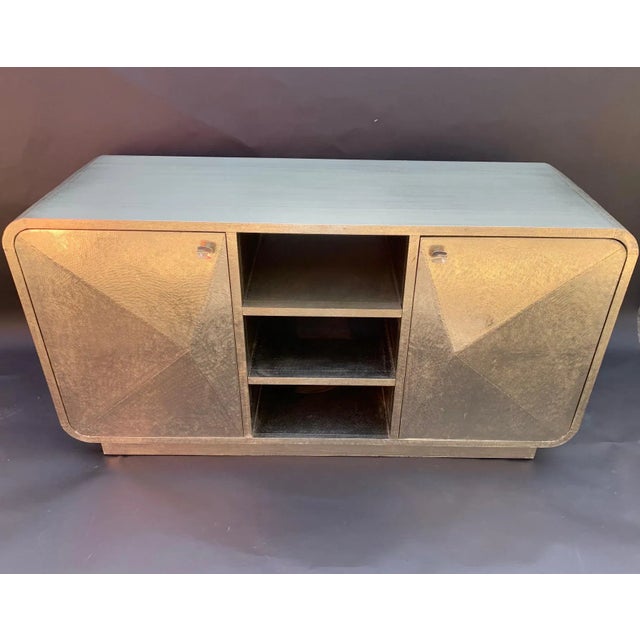 Silver Italian Metal Wrapped Sideboard Credenza For Sale - Image 8 of 12