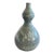 1970s Mid-Century Studio Celadon Double-Gourd Vase With Inlaid Lotus and Medieval Seal Mark For Sale