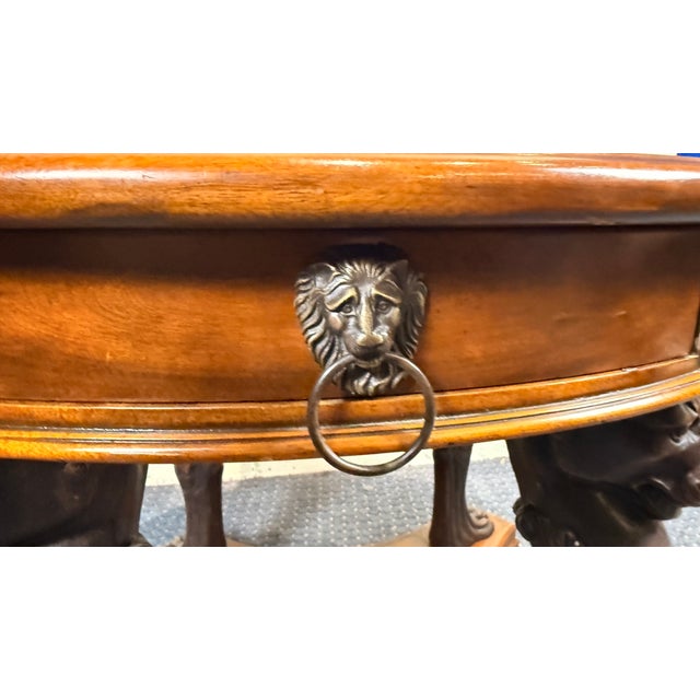 Theodore Alexander Neoclassical Lion Monopodia Game Table With Granite Top & Pull-Out Trays For Sale In Boston - Image 6 of 13