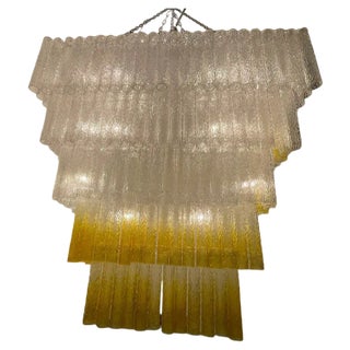 Large Textured Glass Chandelier, 1980s For Sale
