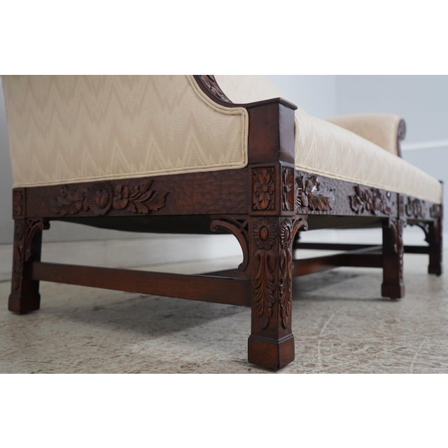 Georgian Nicely Carved Mahogany Upholstered Loveseat For Sale - Image 9 of 18