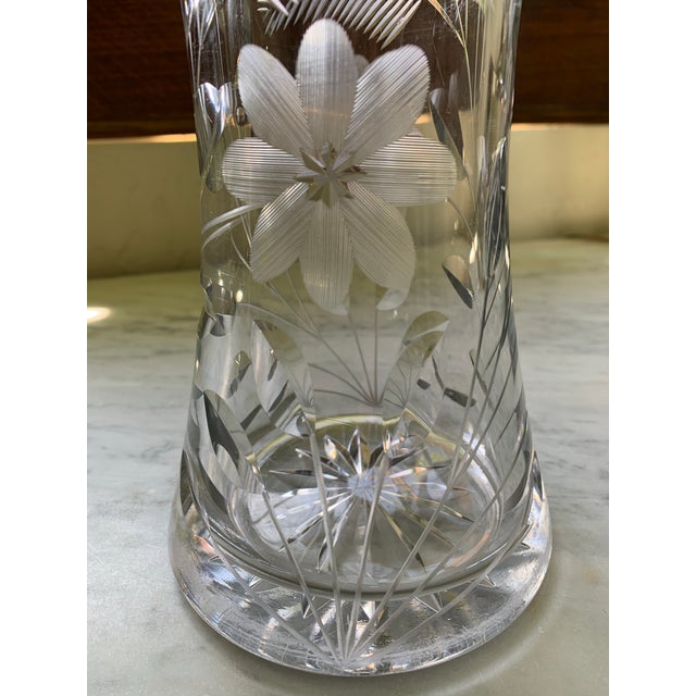 American Circa 1910 American Brilliant Cut Crystal Vase For Sale - Image 3 of 12