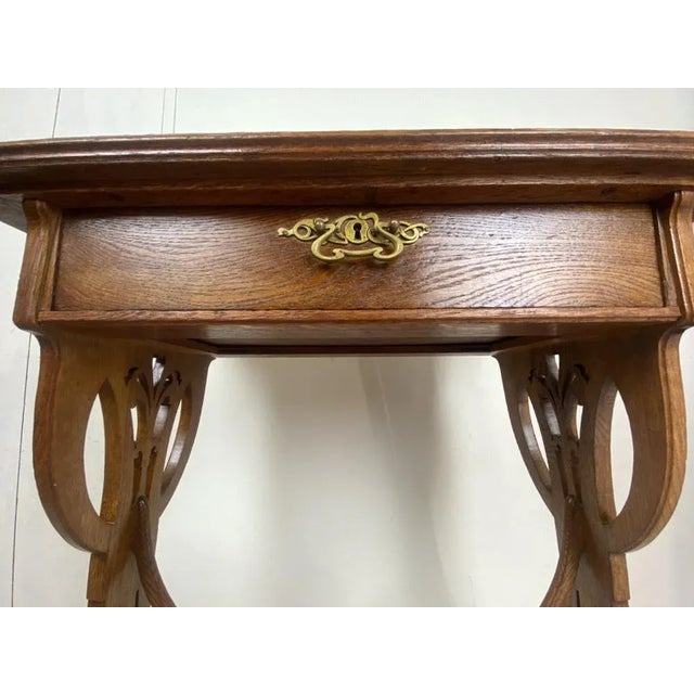 French Art Nouveau Side Table in Oak, 1900 For Sale - Image 9 of 18