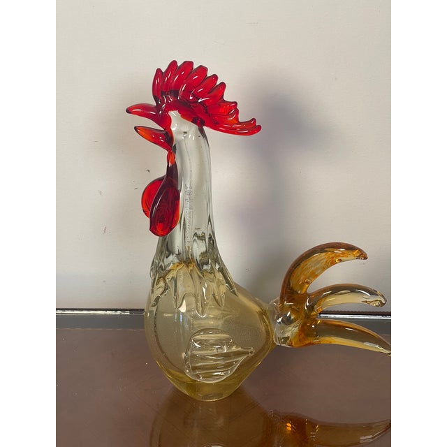 1960s Italian Blown Glass Rooster Figurine W Gold Specks For Sale In Miami - Image 6 of 7
