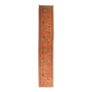 Zabihi Collection Antique Long Orange Turkish Oushak Early 20th Century Runner - 2'11" x 18'10" For Sale