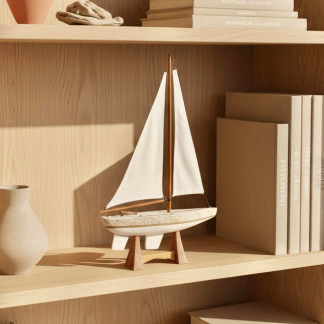 Wood 1980s Tessellated Stone Sailboat Model For Sale - Image 7 of 8