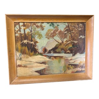 Original Vintage Landscape Acrylic Painting For Sale