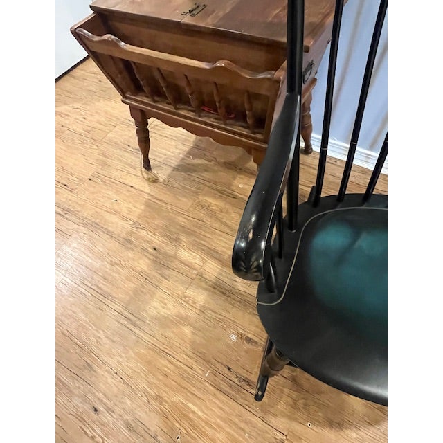 Vintage Nichols & Stone Windsor Rocking Chair – Black Hand-Painted Fruit Stencil, Gardner, Massachusetts For Sale In Providence - Image 6 of 9