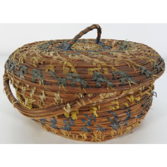 Chinese Vintage Chinese Round Pine Needle Basket For Sale - Image 3 of 9