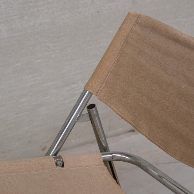 1970s Mid-Century Linen and Chrome Cox Folding Chair from Niels Gammelgaard, 1970s For Sale - Image 5 of 9