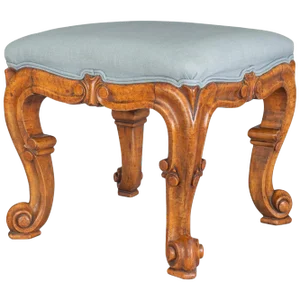 Antique English Bird's Eye Maple Stool