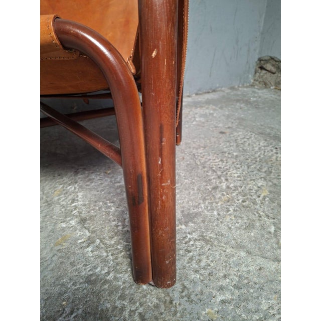 1970s Vintage Safari Chairs in Leather and Bamboo by Tito Agnoli, 1970, Set of 2 For Sale - Image 5 of 18