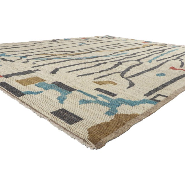 80955 Large Moroccan Rug Inspired by Willem De Kooning, 10'07 x 12'10. Showcasing an expressive linear design, incredible...