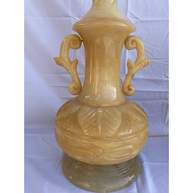 1950s Vintage Carved Alabaster Stone Table Lamp For Sale - Image 9 of 11