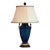 Mid-Century French Blue Glazed Ceramic and Bronze Urn Table Lamp For Sale