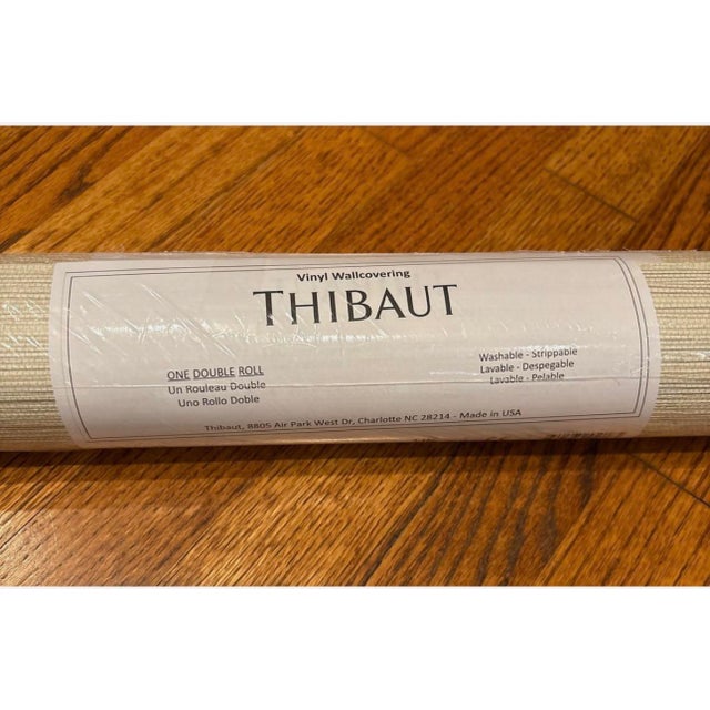 Contemporary Thibaut Wallpaper T14525 "Luta Sisal" Beige & Metallic Silver - Unopened Double For Sale - Image 3 of 4
