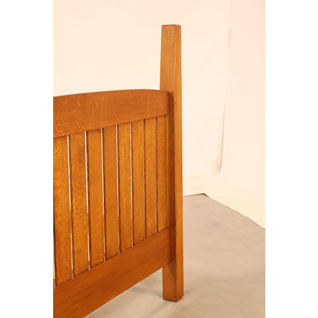 Custom Crafted Mission Style Oak Queen Bed Frame For Sale - Image 12 of 18