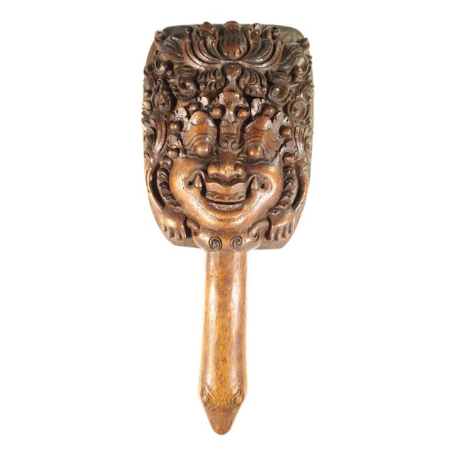 19th Century Carved Mahogany Rice Sheaf Paddle/Beater Panaptapan, Bali For Sale