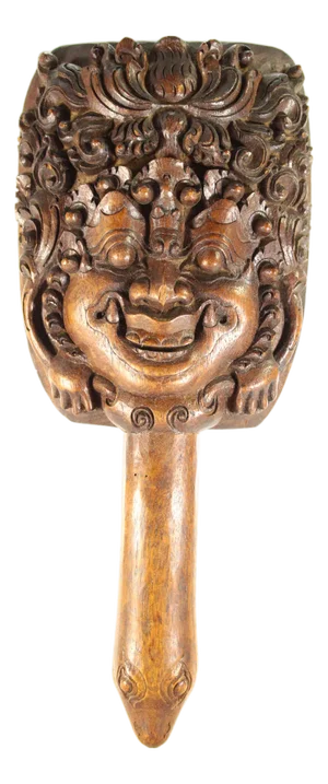 19th Century Carved Mahogany Rice Sheaf Paddle/Beater Panaptapan, Bali