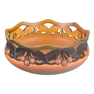Ipsens Enke Ceramic Bowl with Openwork Rim and Relief of Fruits, 1920s-1930s For Sale