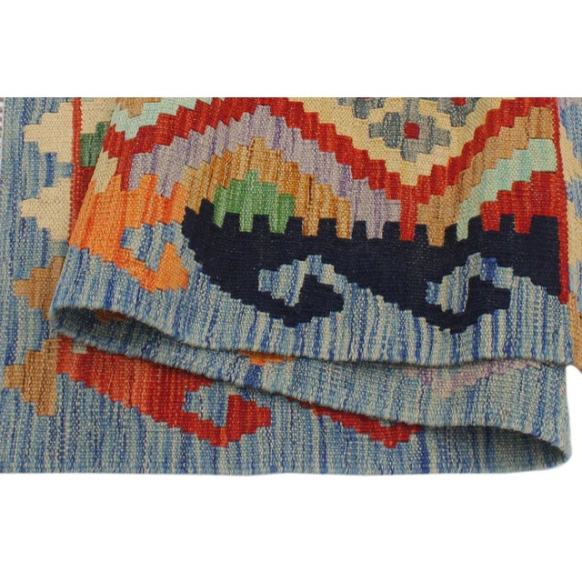 1990s Kilim Rust Blue Wool Rug - 2'9" X 3'10" For Sale In New York - Image 6 of 7