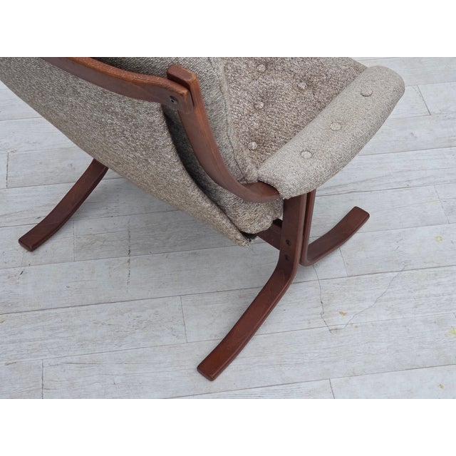 Norwegian Bentwood Armchair with Wool Fabric, 1970s For Sale - Image 11 of 15
