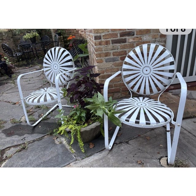Mid 20th Century Francois Carre Porch Rockers in White - A Pair, Attributed For Sale - Image 9 of 9