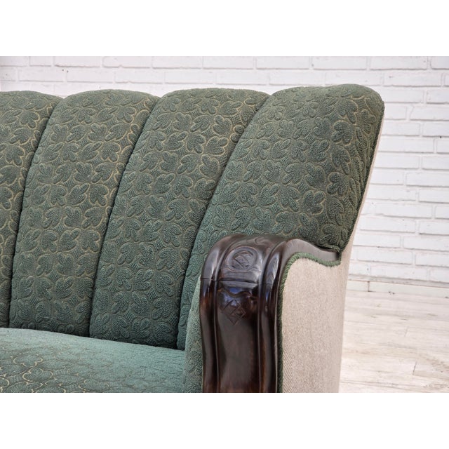 Green Danish 3-Seater Sofa in Furniture Wool and Oak Wood, 1960s For Sale - Image 8 of 18