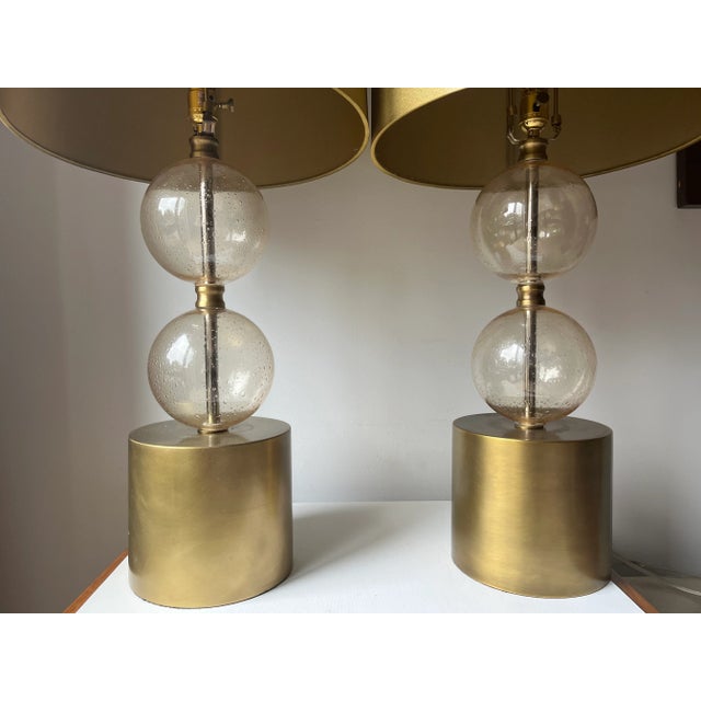 Arteriors Home Arteriors Home-Seeded Glass Lamps & Shades-a Pair For Sale - Image 4 of 6